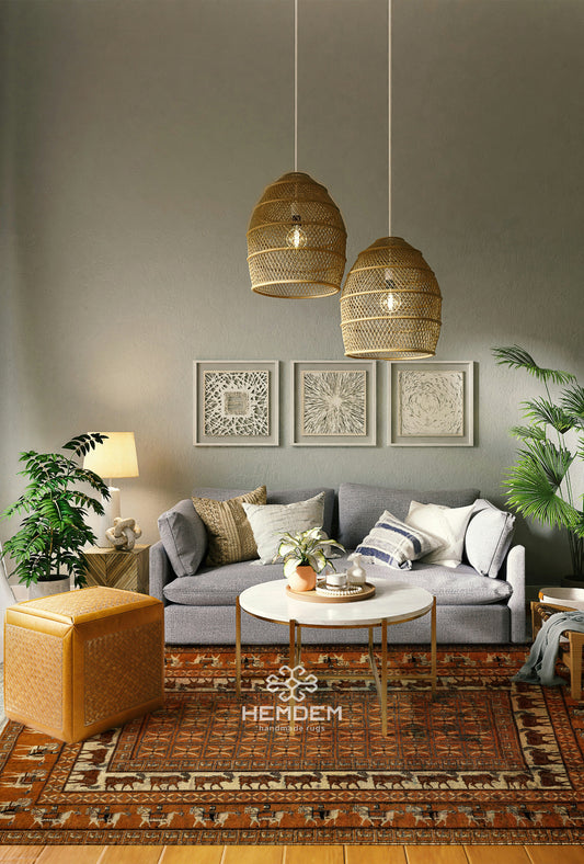 Pazyryk Rug with Organic Dyes 215 x 285cm (7' x 9.5') Peach