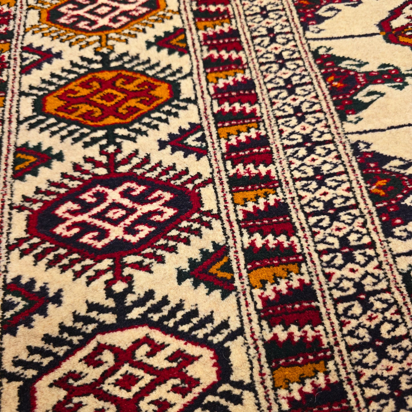 Turkoman Tekke Square Wool Rug 200 x 200cm (7' x 7' ft) Beige