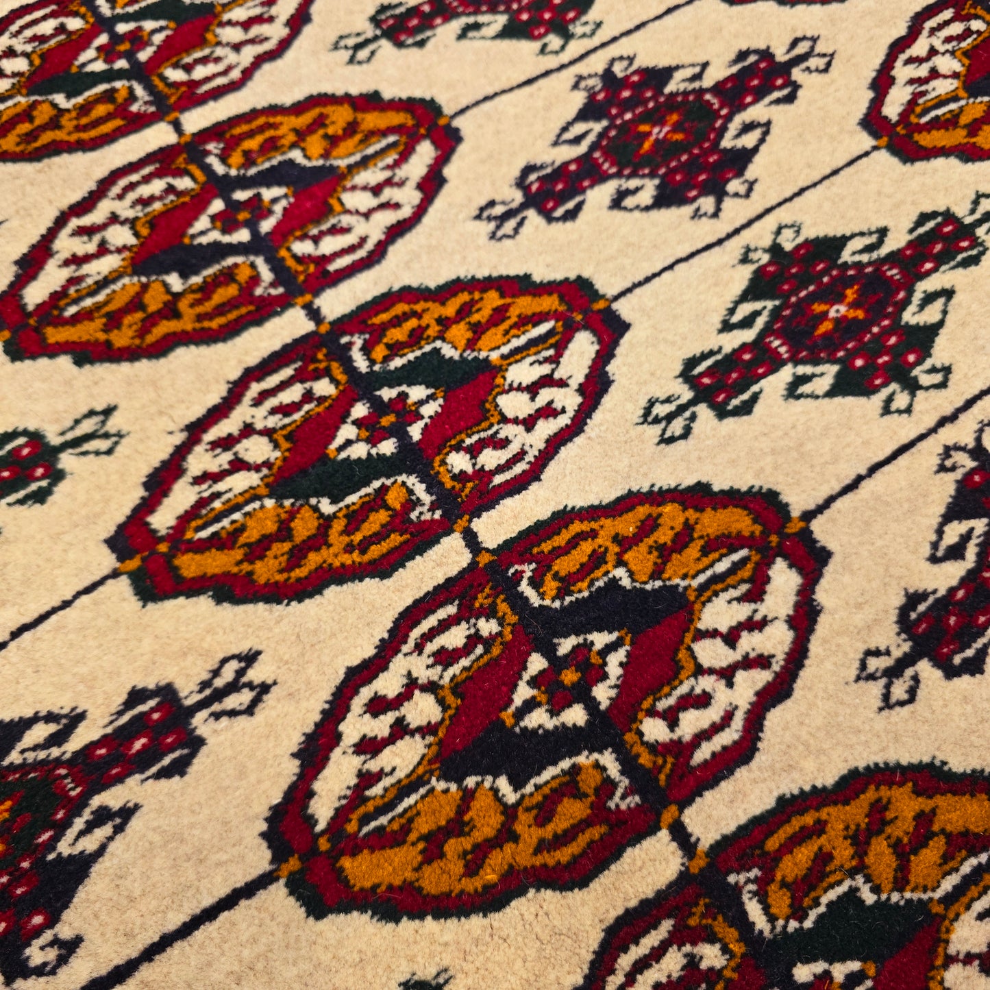 Turkoman Tekke Square Wool Rug 200 x 200cm (7' x 7' ft) Beige