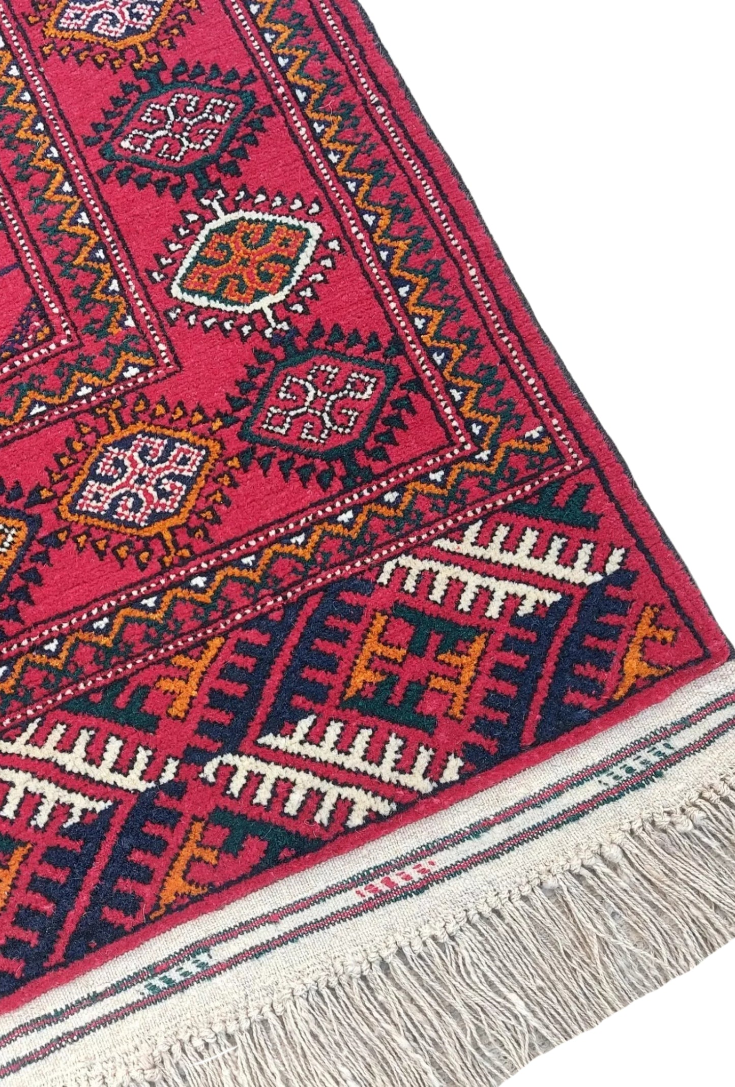 Turkmen Runner Rug Handknotted Wool Rug 84 x 207cm (2.9' x 6.9' ft) Red