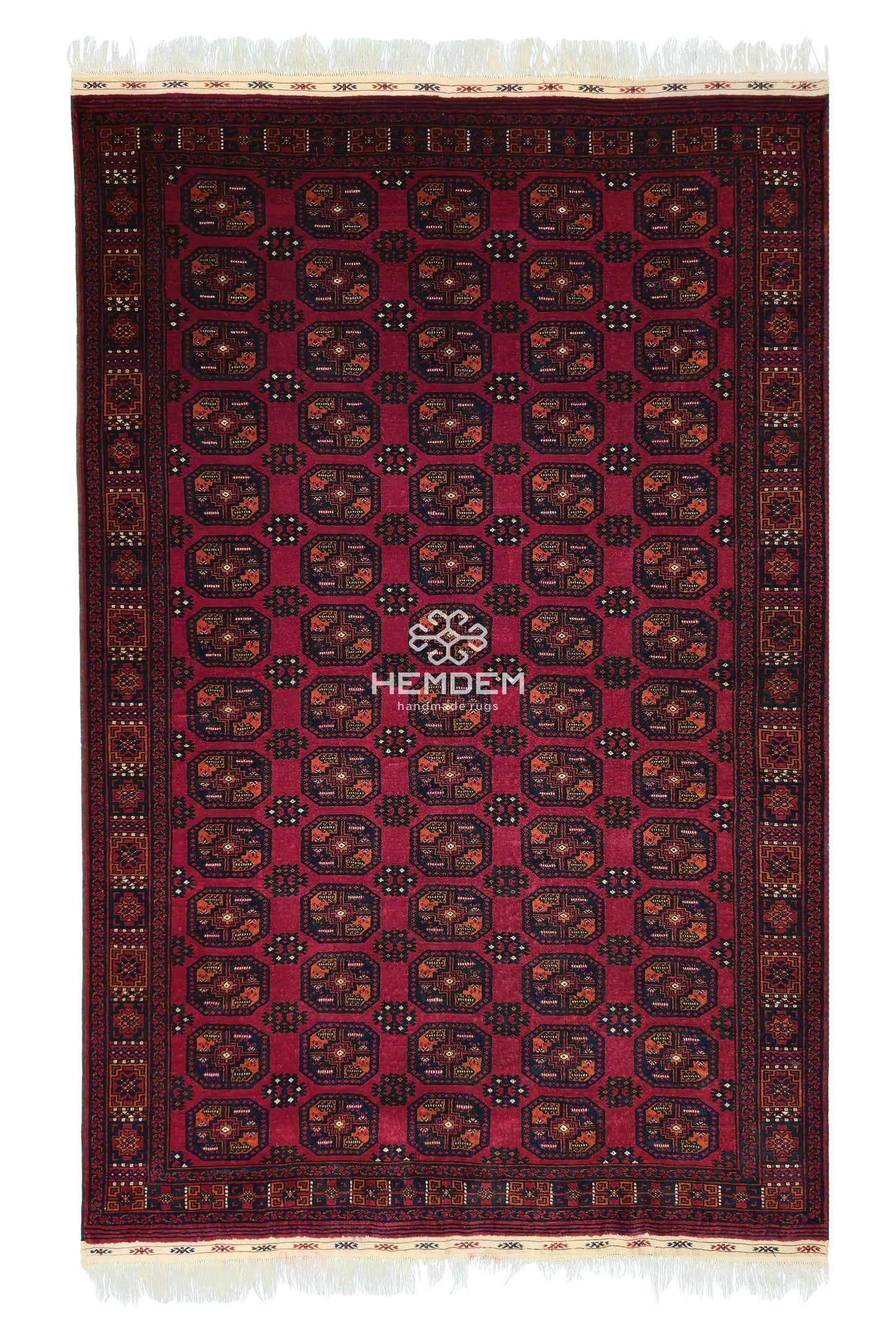 Vintage Handmade Afghan Temerchin Desing Wool Rug 195 x 300cm (7' x 10' ft) Red
