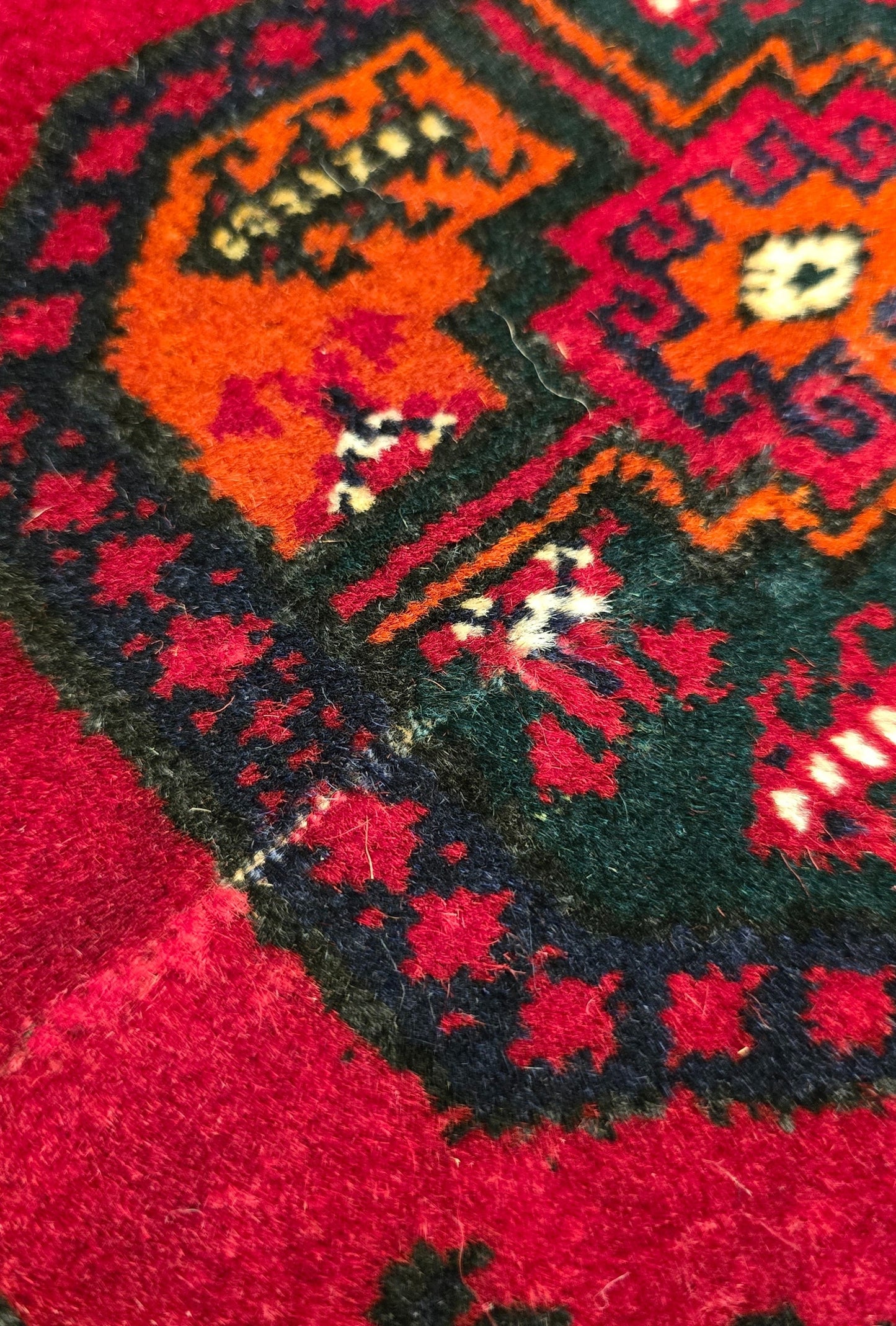 Vintage Handmade Afghan Temerchin Desing Wool Rug 195 x 300cm (7' x 10' ft) Red