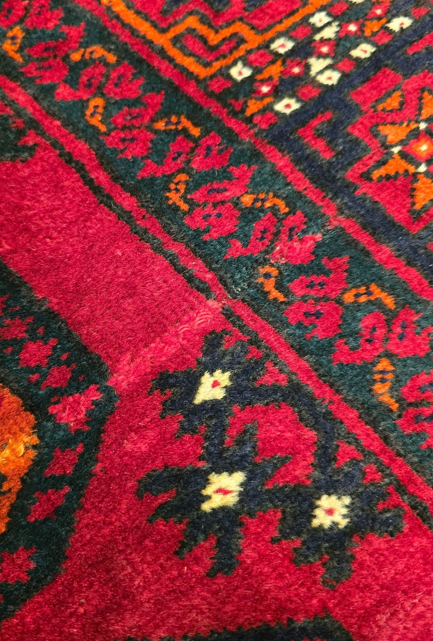 Vintage Handmade Afghan Temerchin Desing Wool Rug 195 x 300cm (7' x 10' ft) Red