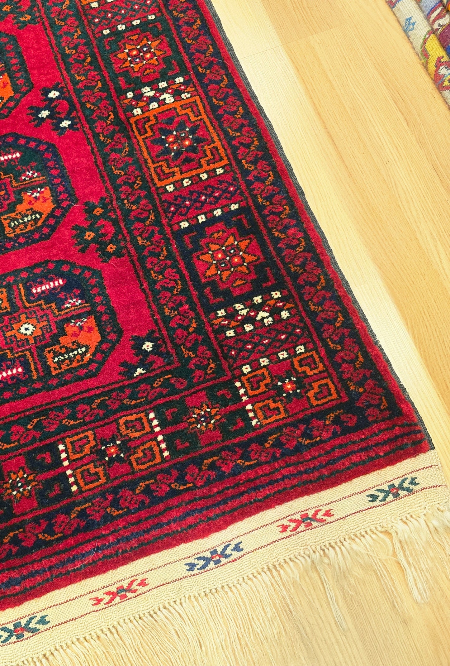 Vintage Handmade Afghan Temerchin Desing Wool Rug 195 x 300cm (7' x 10' ft) Red