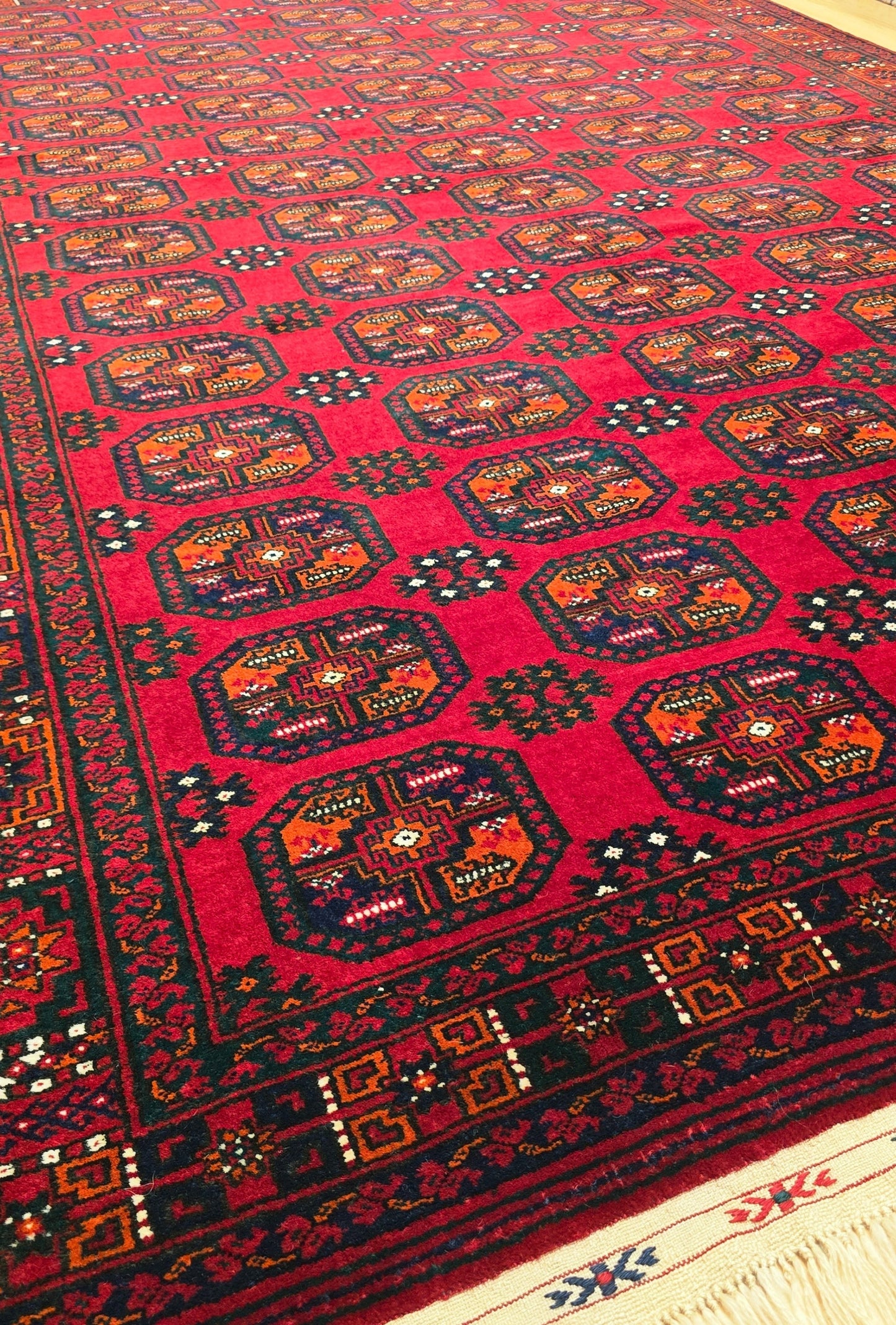 Vintage Handmade Afghan Temerchin Desing Wool Rug 195 x 300cm (7' x 10' ft) Red