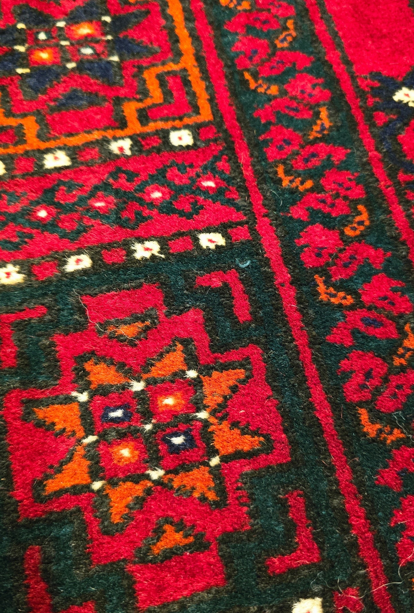Vintage Handmade Afghan Temerchin Desing Wool Rug 195 x 300cm (7' x 10' ft) Red