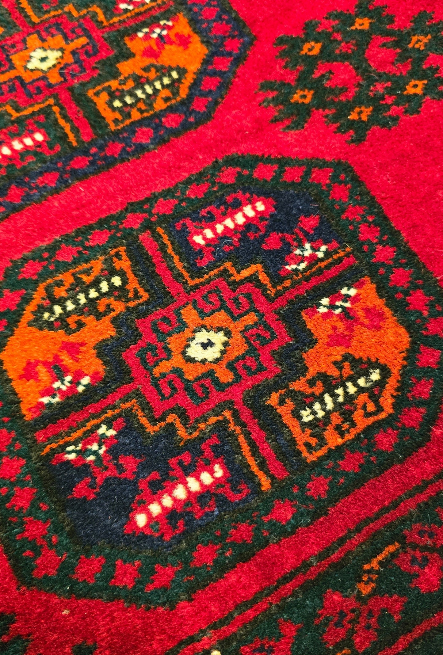 Vintage Handmade Afghan Temerchin Desing Wool Rug 195 x 300cm (7' x 10' ft) Red