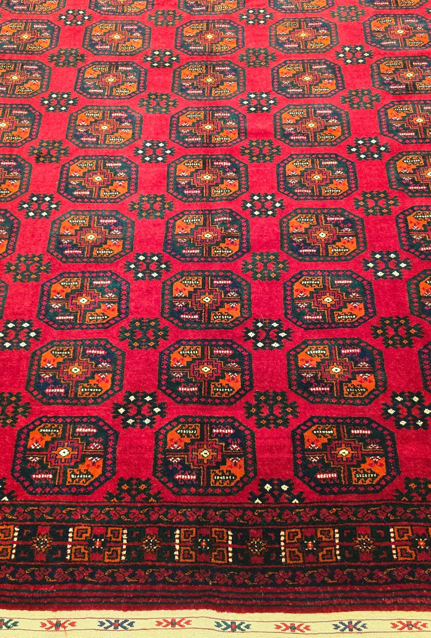 Vintage Handmade Afghan Temerchin Desing Wool Rug 195 x 300cm (7' x 10' ft) Red