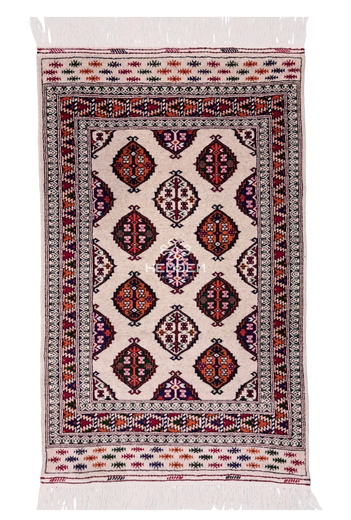 Turkoman Chaodor Oertmen Wool Rug 84x124 cm (3'x4' ft) Beige