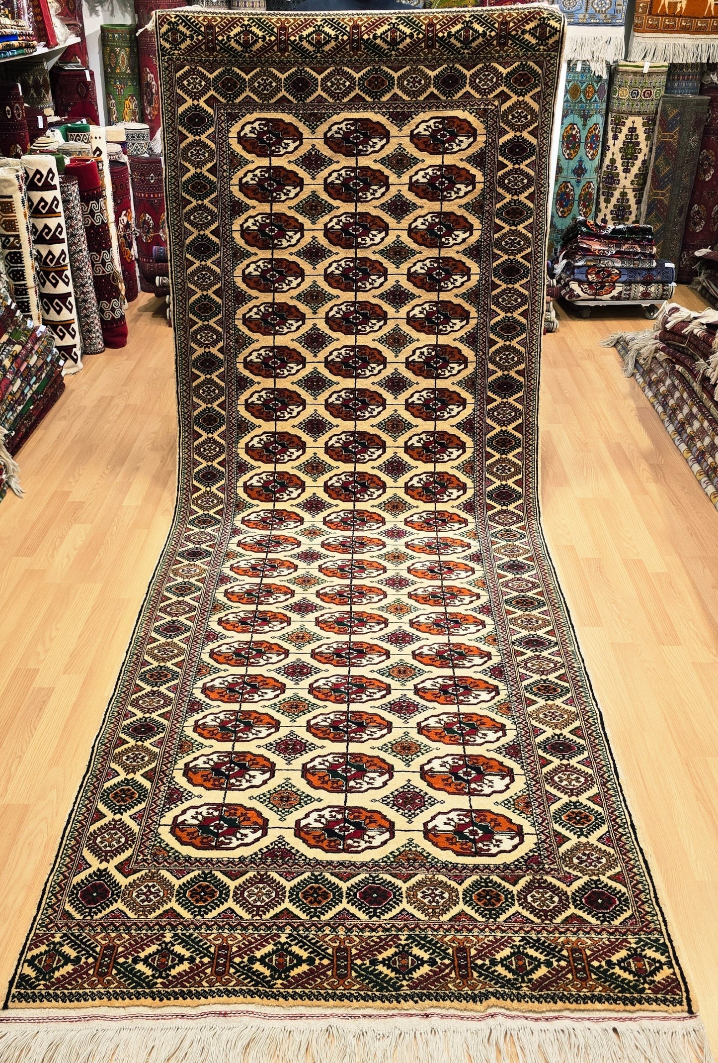 Handmade Hallway Rug Oriental Wool Corridor Carpet Runner Rug 125x340 cm (4'x11' ft) Beige