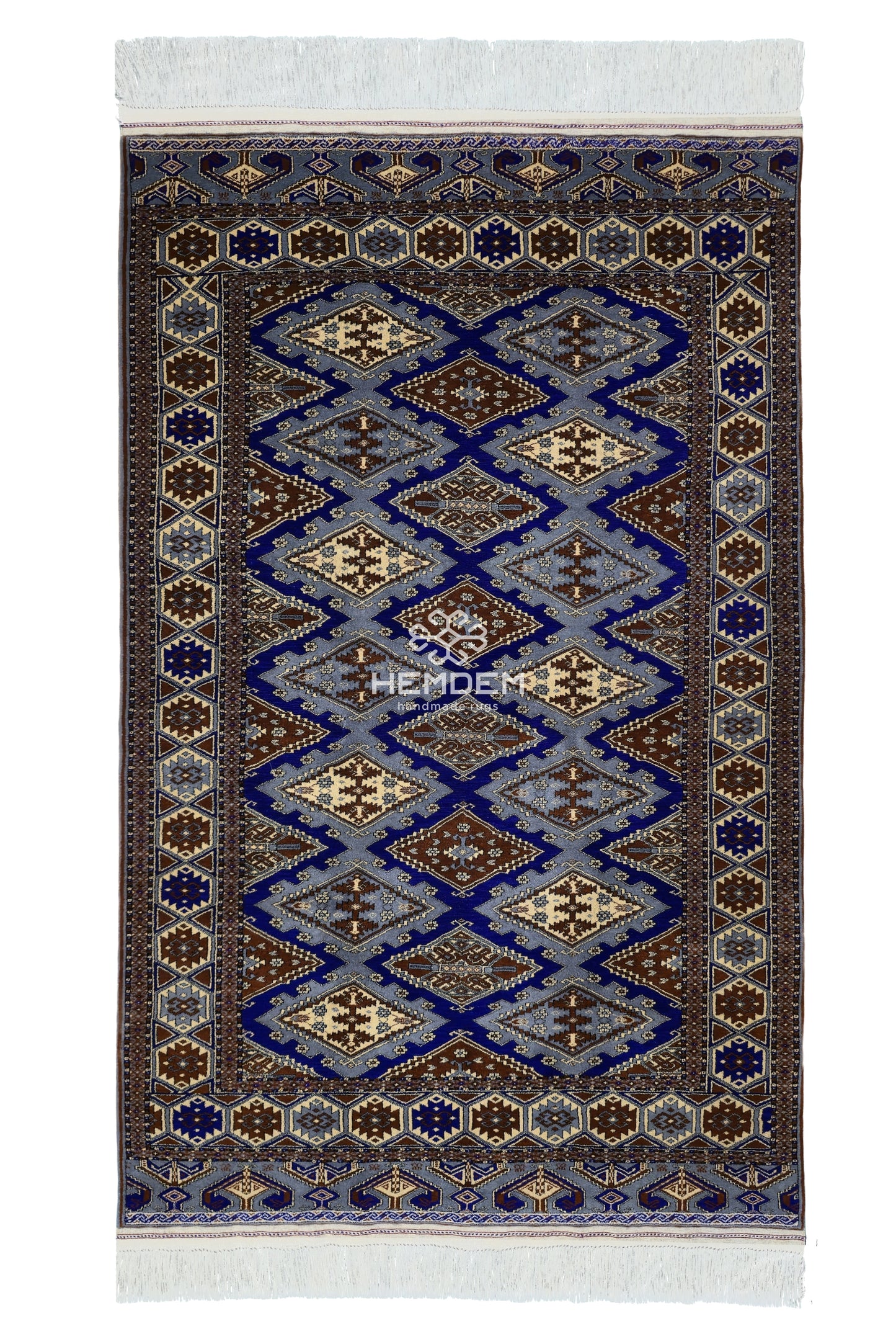 Turkoman Chaodor Oertmen Wool Rug 136x220 cm (4.4'x8' ft) Blue