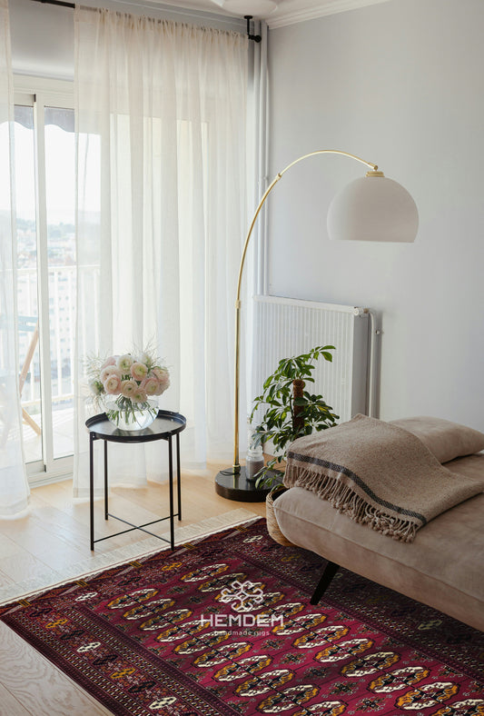 Bokhara Wool Handmade Luxury Oriental Area Rug 140 - 220cm(4'6 x 7'2 ft) Red