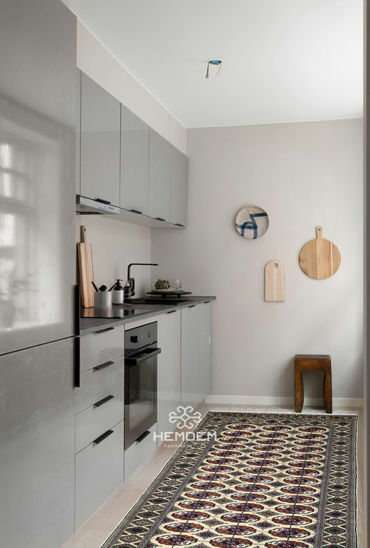 Handmade Hallway Rug Oriental Wool Corridor Carpet Runner Rug 125x340 cm (4'x11' ft) Beige