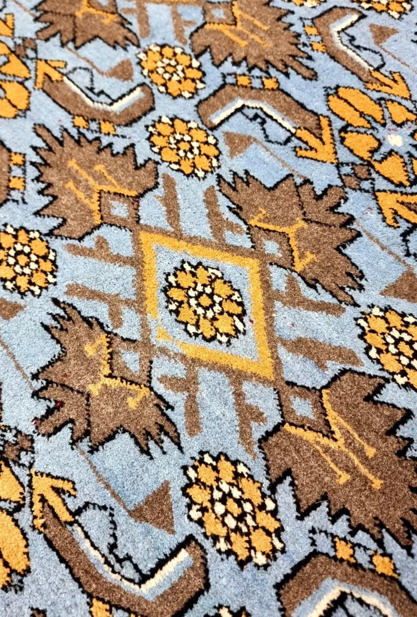 Floral Ersari Beshir Handmade Wool Rug 200x300cm (7' x 10' ft) Blue