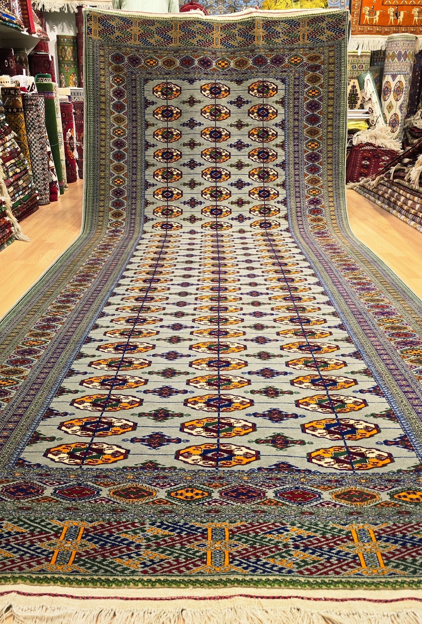 Handmade Hallway Rug Oriental Wool Corridor Carpet Runner Rug 165x400 cm (5'x13' ft) Gray