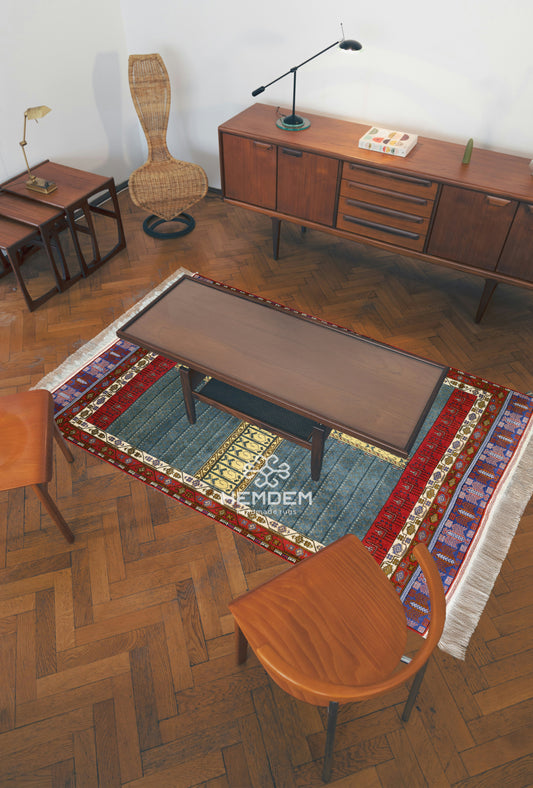 Handmade Ensi Wool Rug 175x240cm (5.7' x 7.9' ft) – Tiffany Blue, Boho Decor, Rare Rug