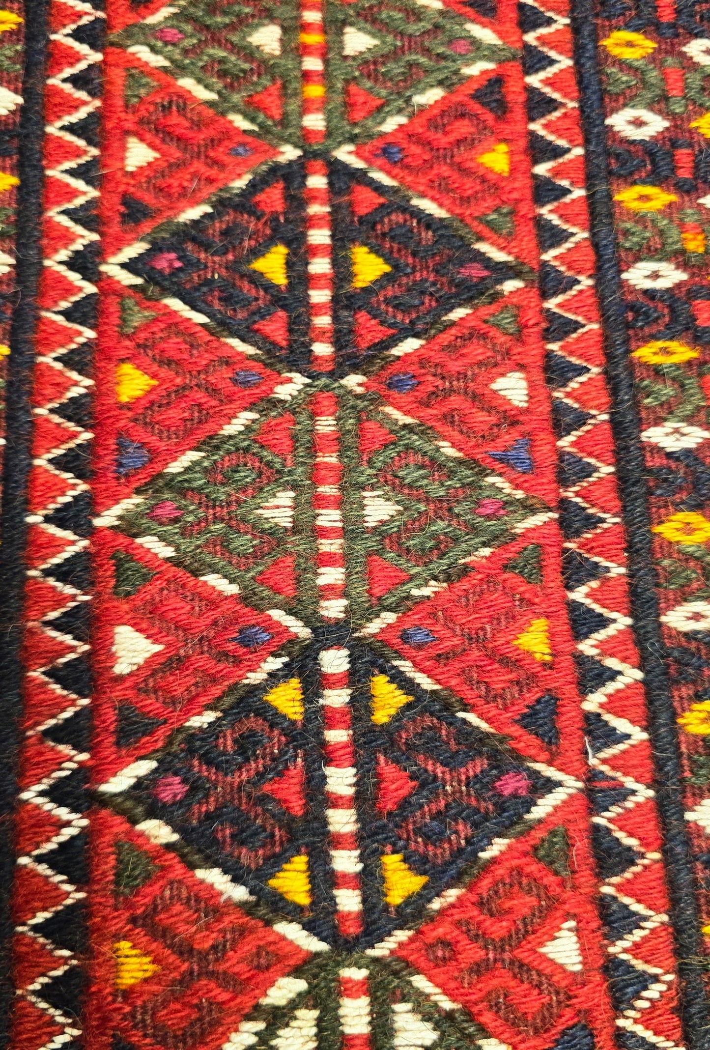 Handmade Vintage Turkoman Yomut Kilim Rug 225 x 375cm (7.4' x 13' ft) Red