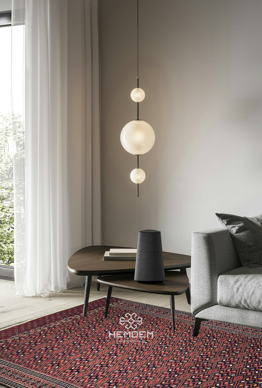 Handmade Vintage Turkoman Yomut Kilim Rug 225 x 375cm (7.4' x 13' ft) Red