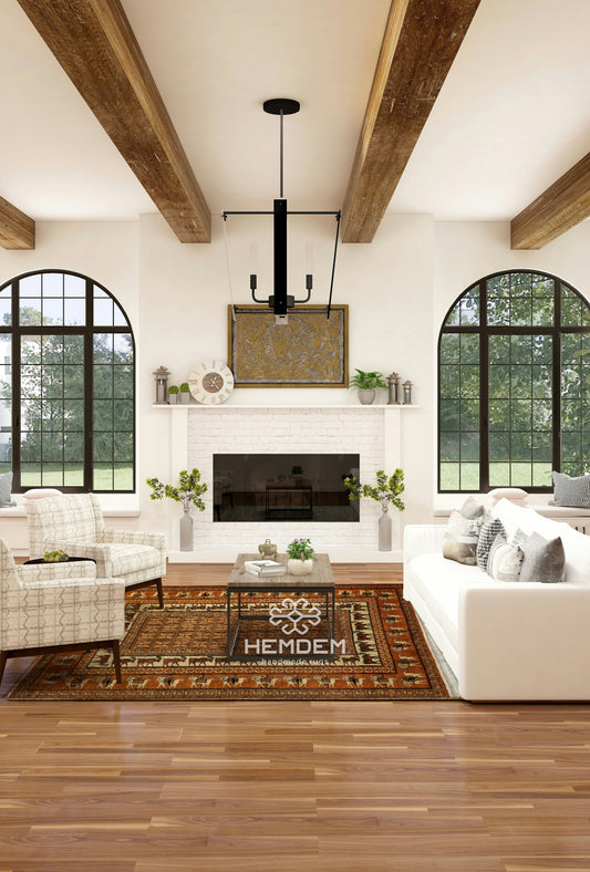 Pazyryk Rug with Organic Dyes 200 x 255cm (6.6' x 8.4') Peach