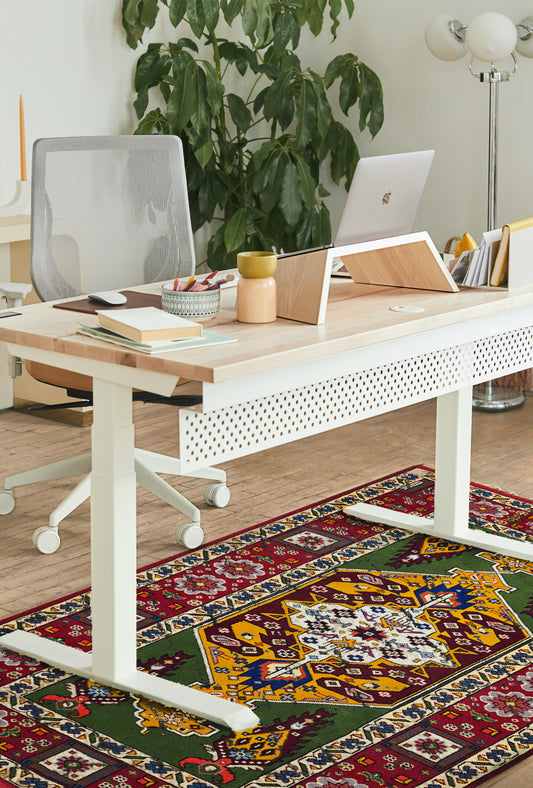 Farsça Heriz El Dokuma Yün Halı 107 x 160cm (3.5' x 5.2' ft) Yeşil