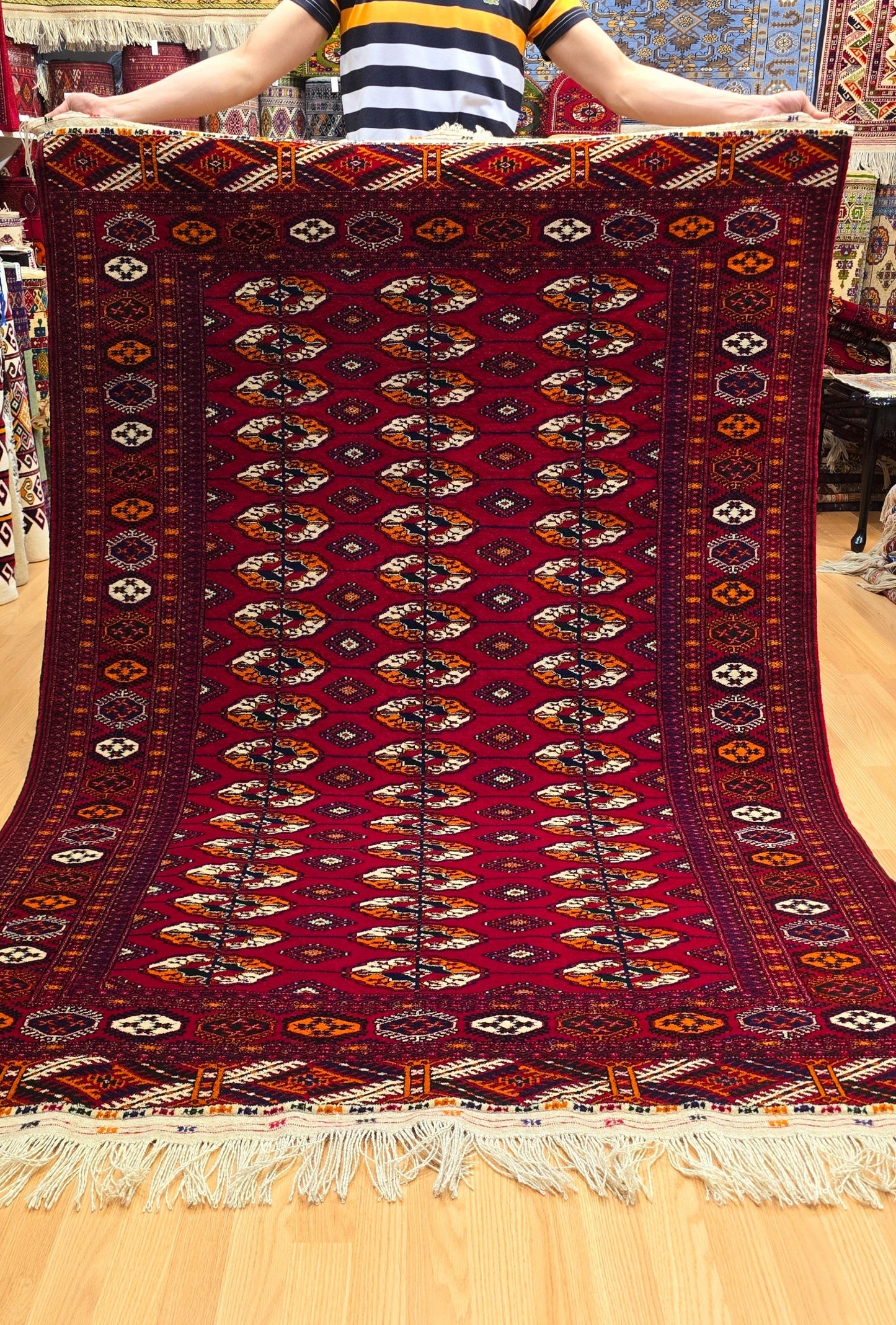 Tekke Wool Rug 100% Organic Dye 150x212 cm (5'x7' ft) Red