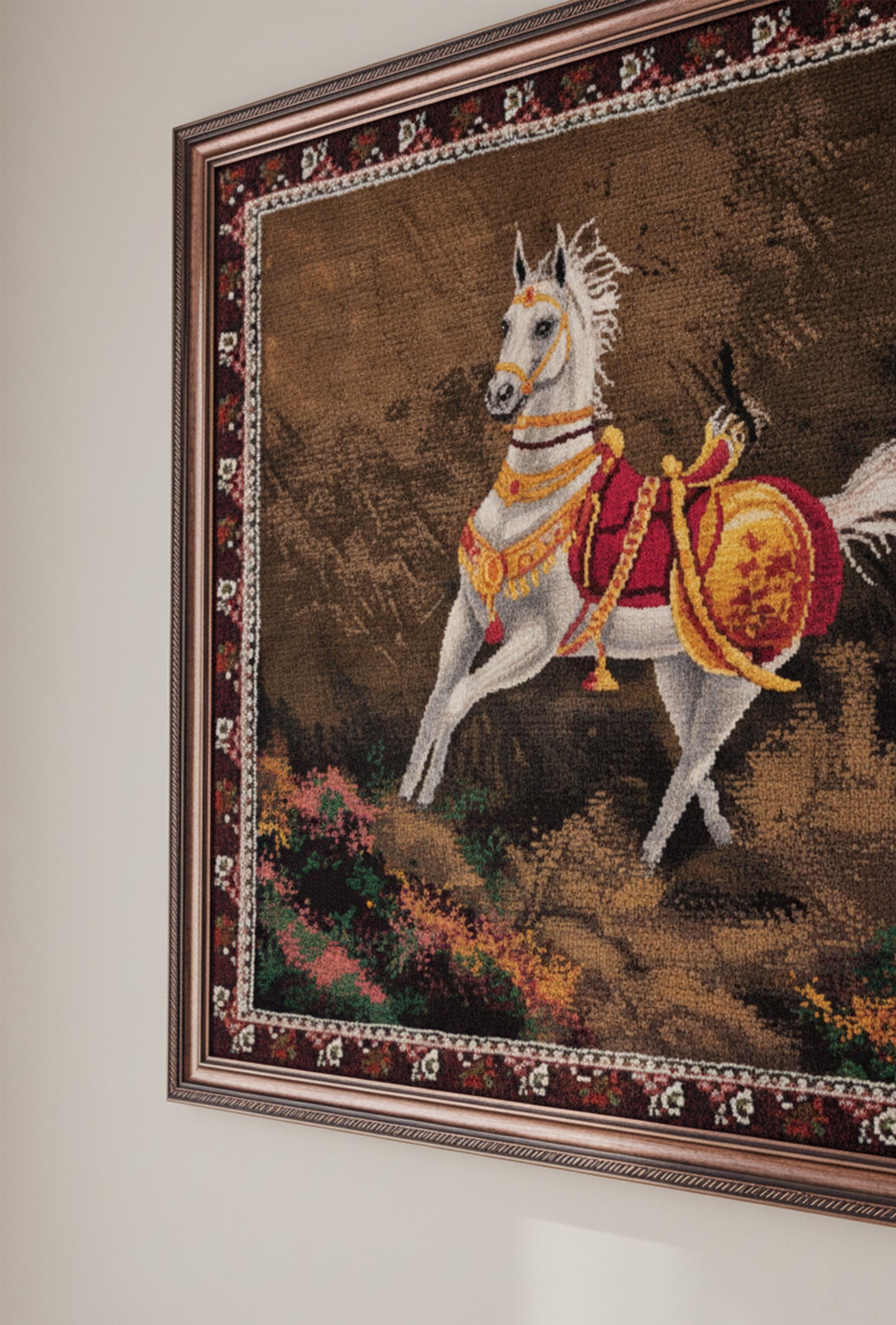 Pictorial Wool Rug – Turkmen Akhalteke Horse – 95 x 75 cm (3.1' x 2.5 ft')