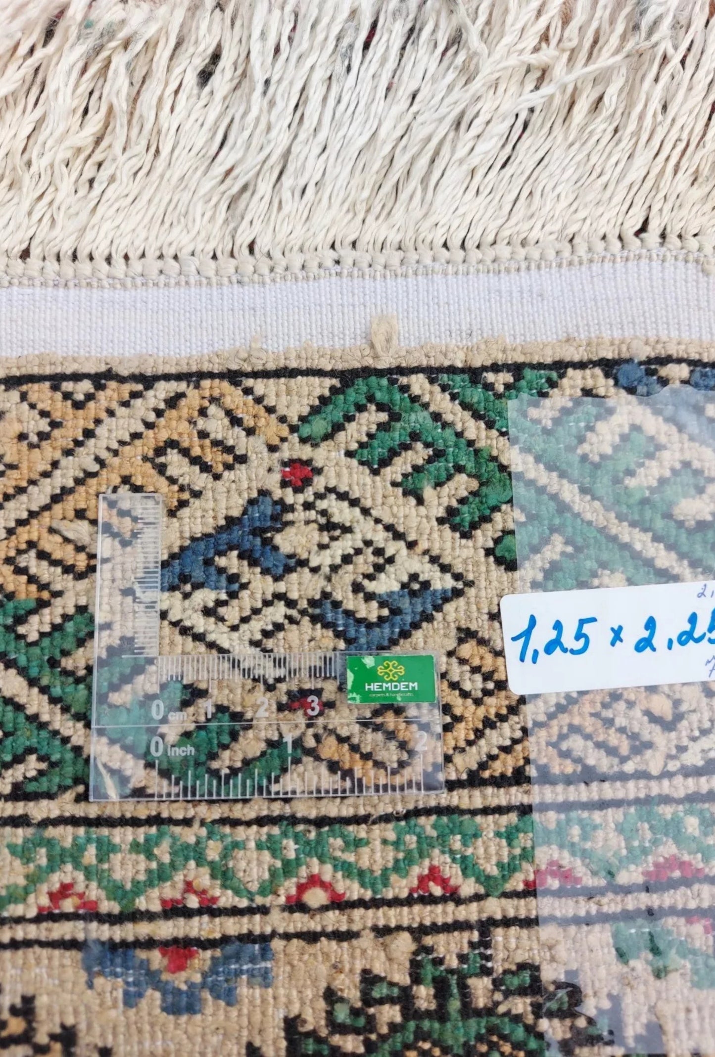 Turkmen Bokhara Rug Handknotted Silk Rug 125x 225cm (4.1' x 7.4' ft) Beige