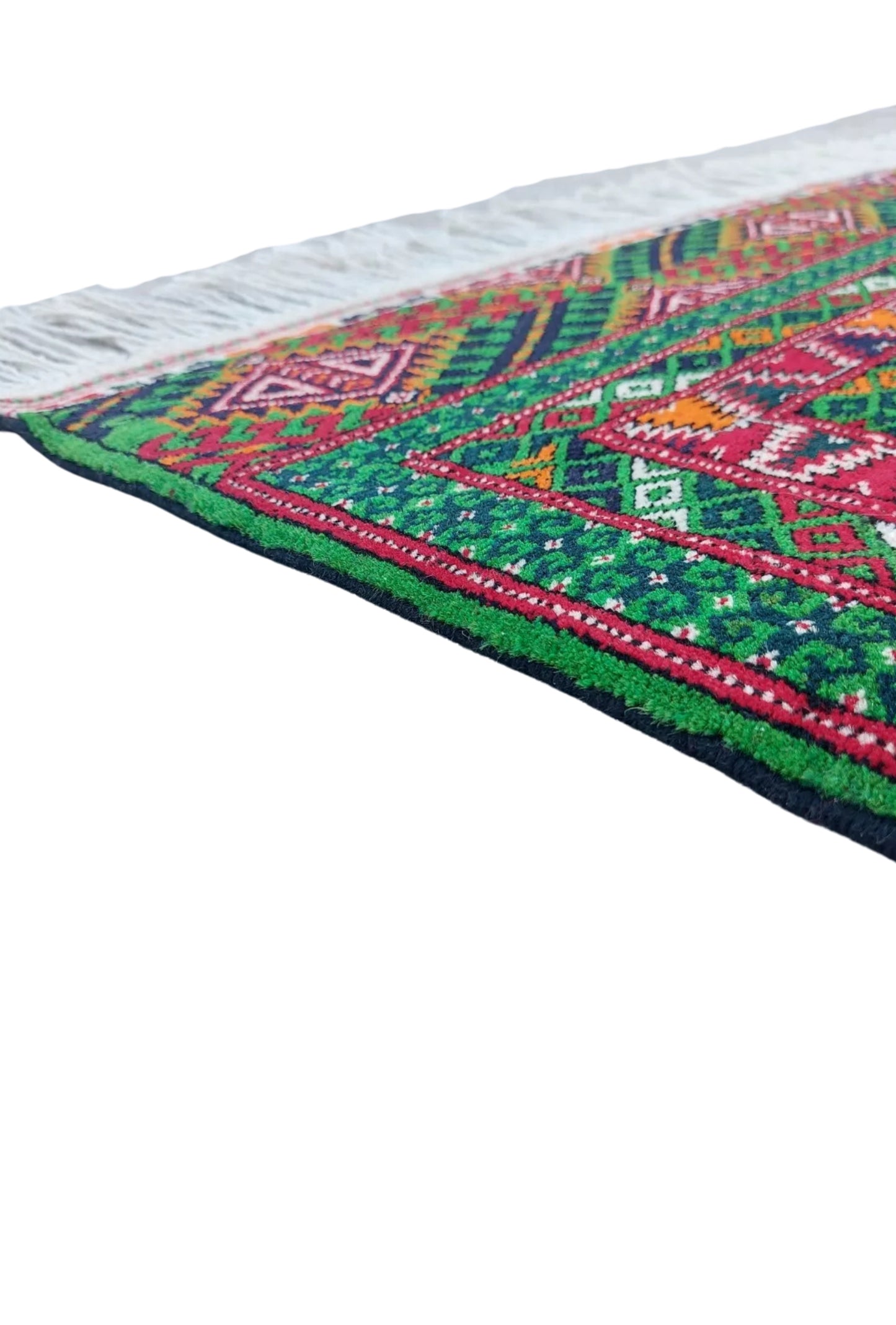 Turkmen Bokhara Rug Handknotted Wool Rug 131x 220cm (4.3' x 7.2' ft) Green