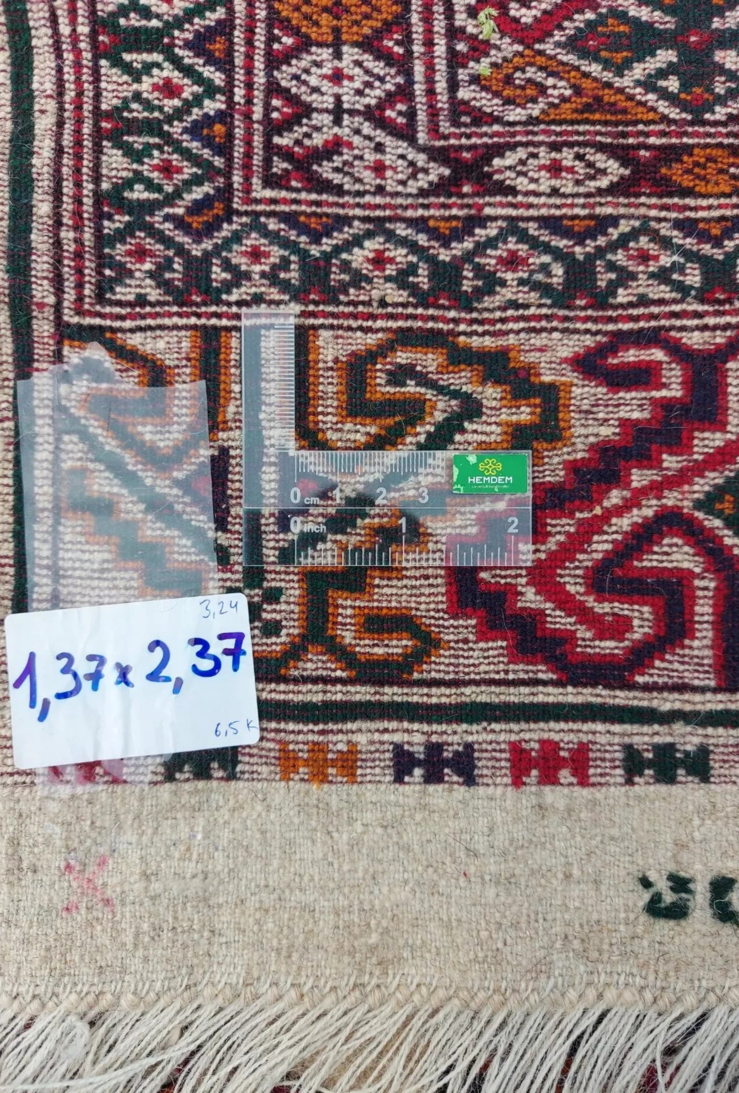 Turkmen Bokhara Rug Handknotted Wool Rug 137x 237cm (4.5' x 7.9' ft) Beige