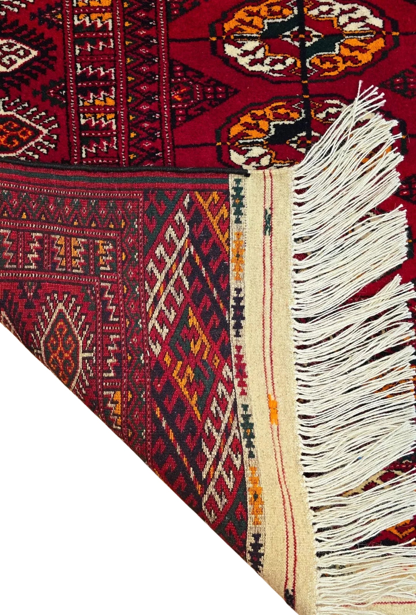 Turkmen Bokhara Rug Handknotted Wool Rug 150 x 250cm (5' x 8' ft) Red