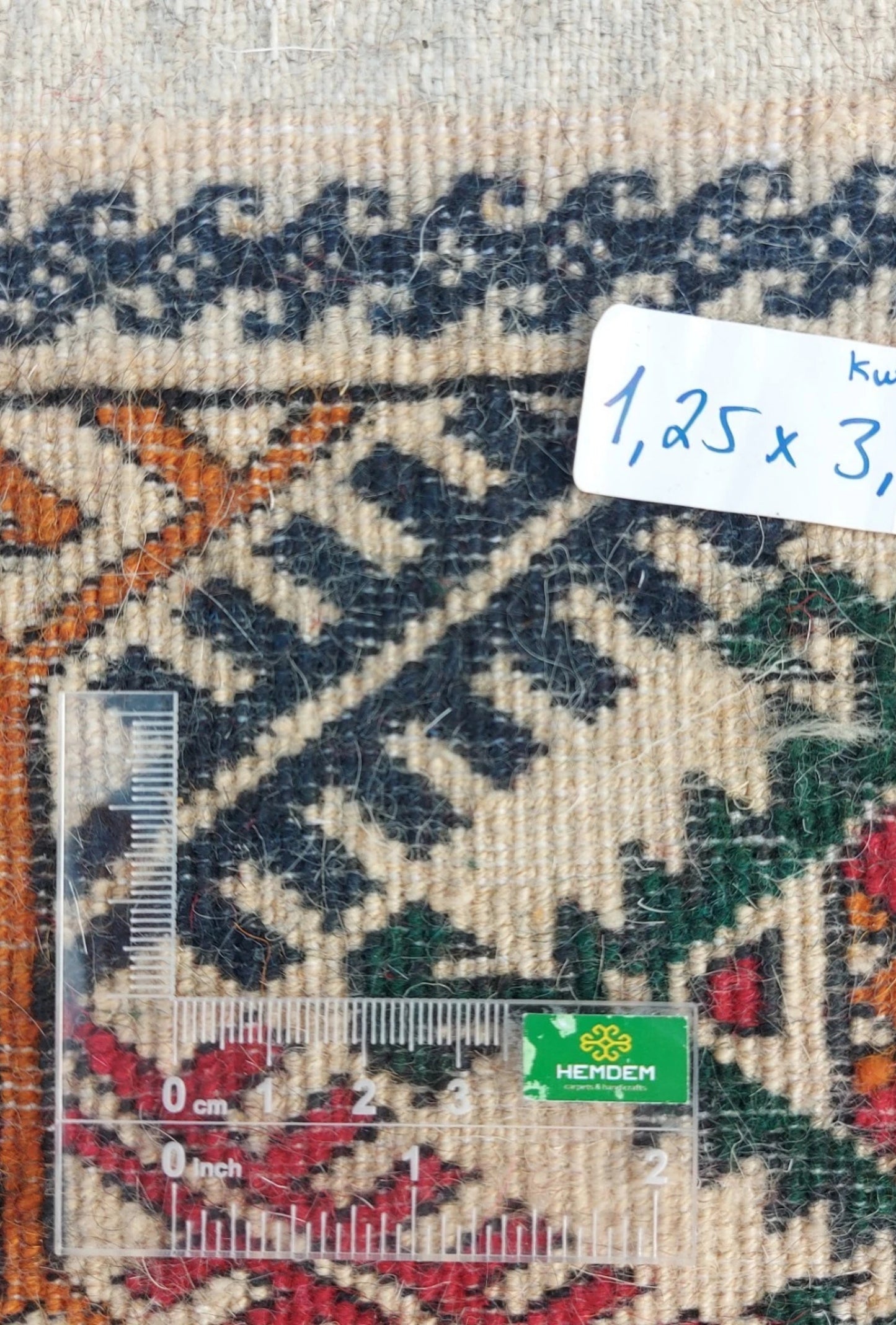 Turkmen Handmade Hallway Rug Oriental Wool Corridor Carpet Runner Rug 125 x 340cm (4' x 11' ft) Beige