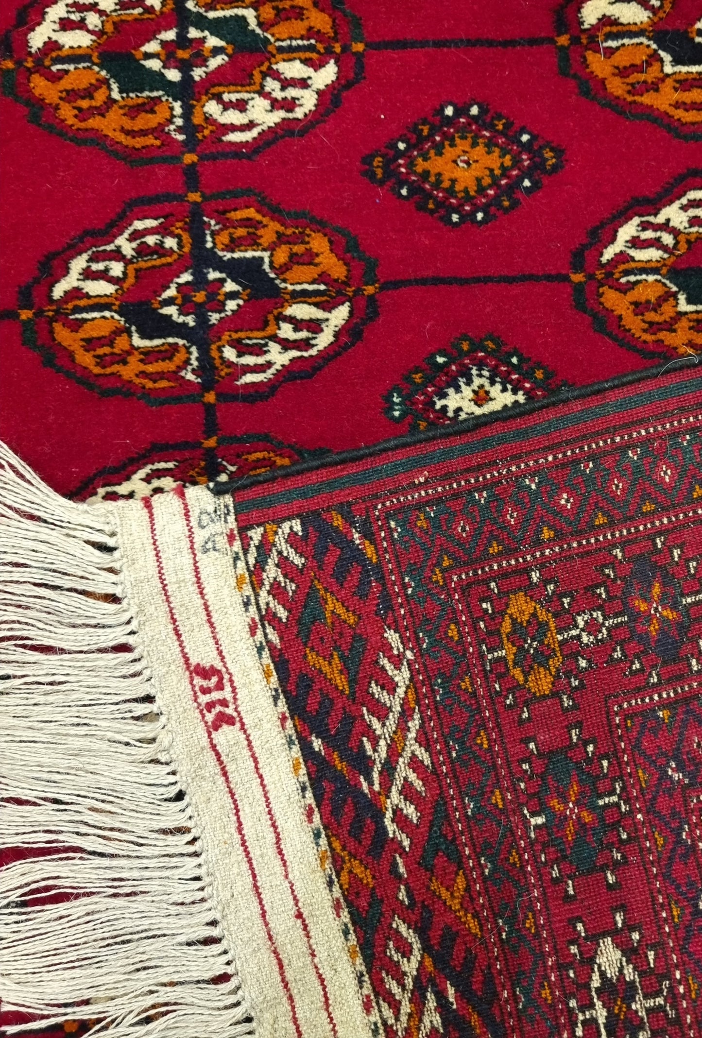 Handknotted Turkmen Rug Tekke Wool Rug 83 x 130 cm (3'x5' ft) Red