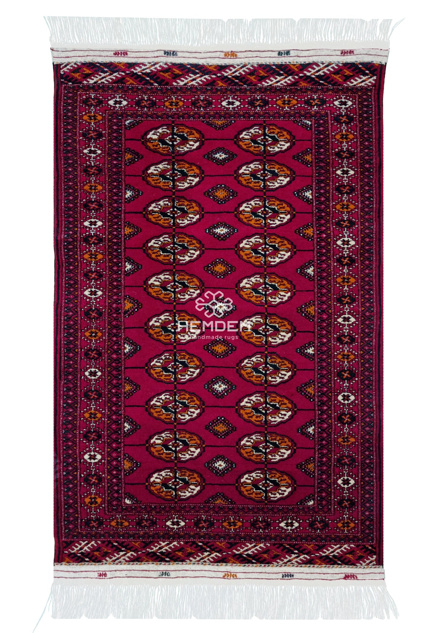 Handknotted Turkmen Rug Tekke Wool Rug 83 x 130 cm (3'x5' ft) Red