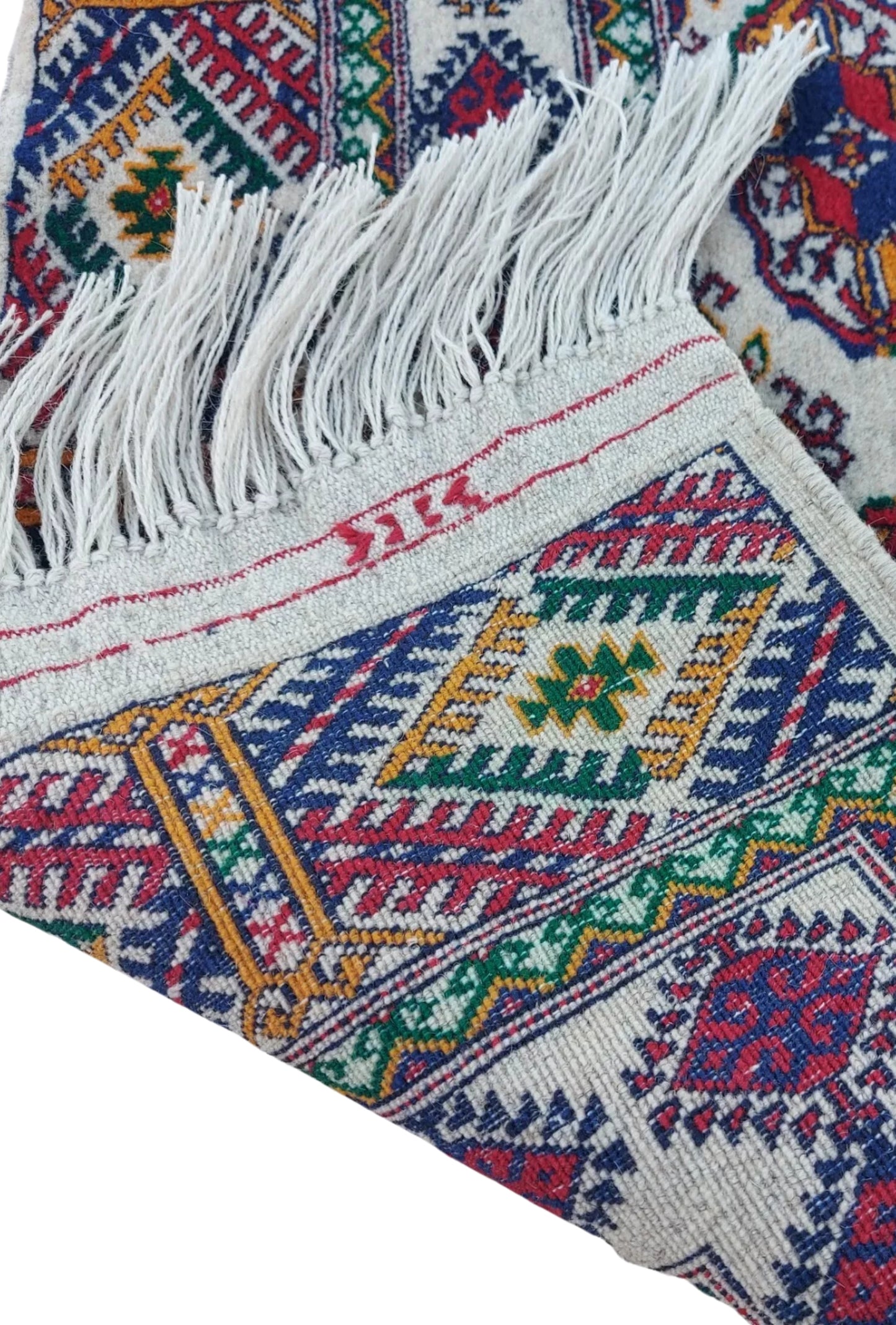 Turkmen Rug Bokhara Handknotted Wool Runner Rug 81 x 197cm (2.7' x 6.6' ft) White
