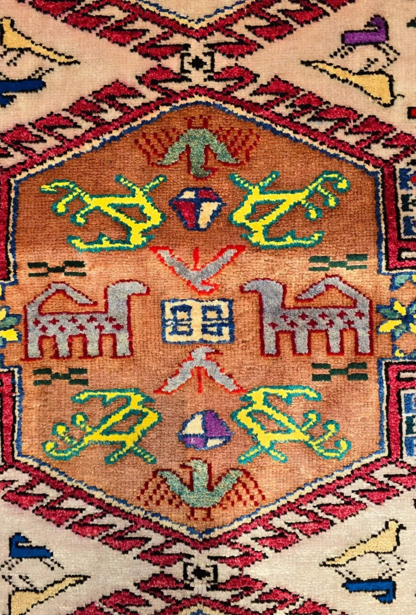 Türkmen Halısı El Dokuma İpek Halı 76 x 115cm (2.5' x 3.7' ft) Bej