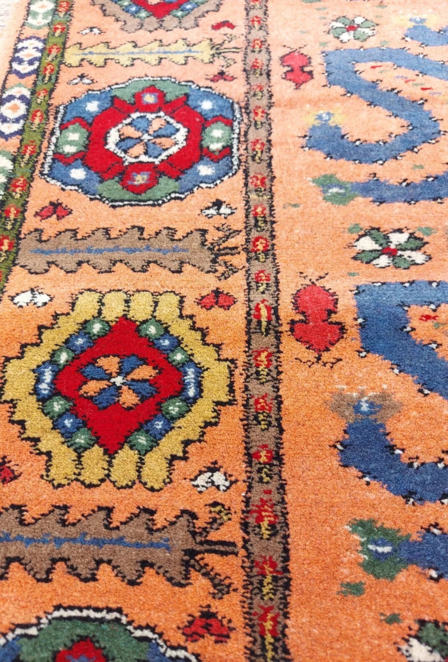 Türkmen Halısı El Dokuma Yün Halı 125 x 200cm (4' x 7' ft) Şeftali