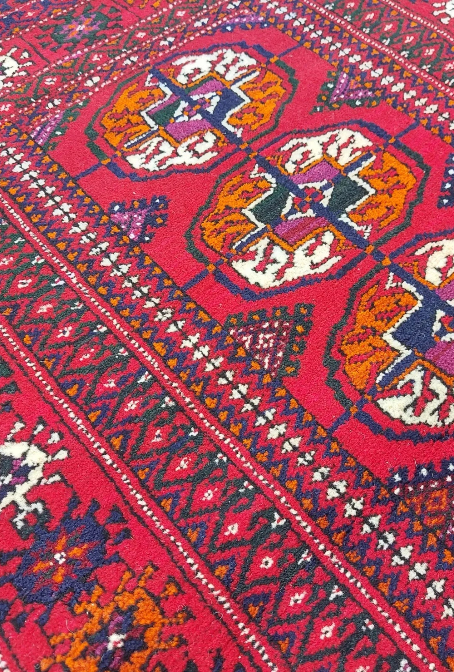 Turkmen Runner Rug Handknotted Wool Rug 70 x 205cm (2.3' x 6.7' ft) Red