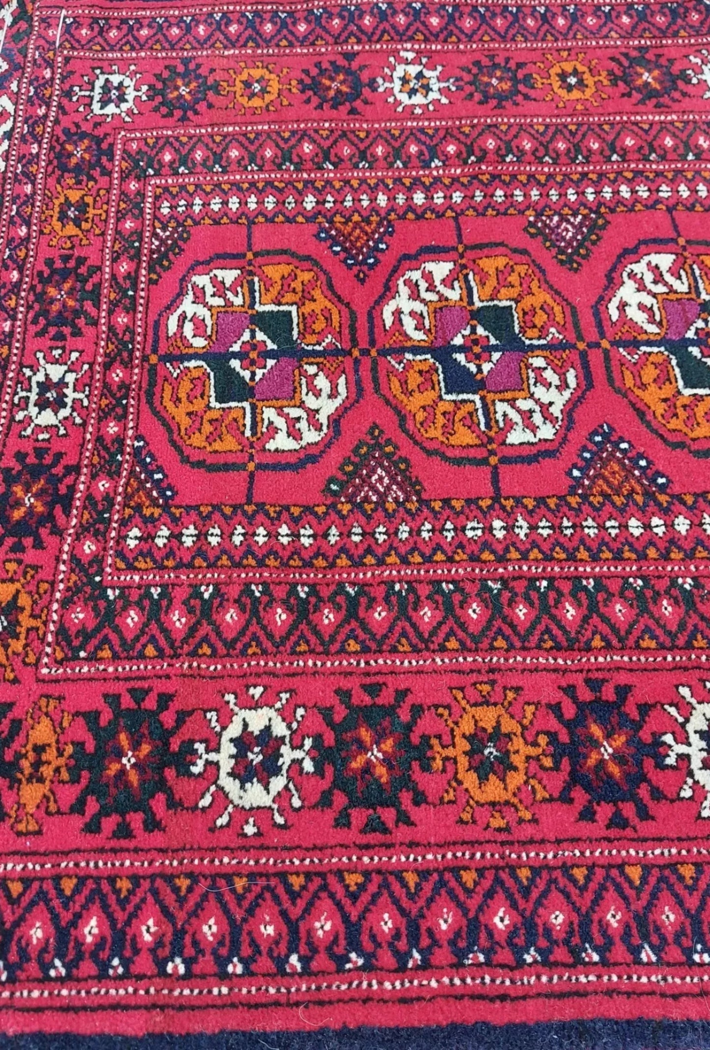 Turkmen Runner Rug Handknotted Wool Rug 70 x 205cm (2.3' x 6.7' ft) Red