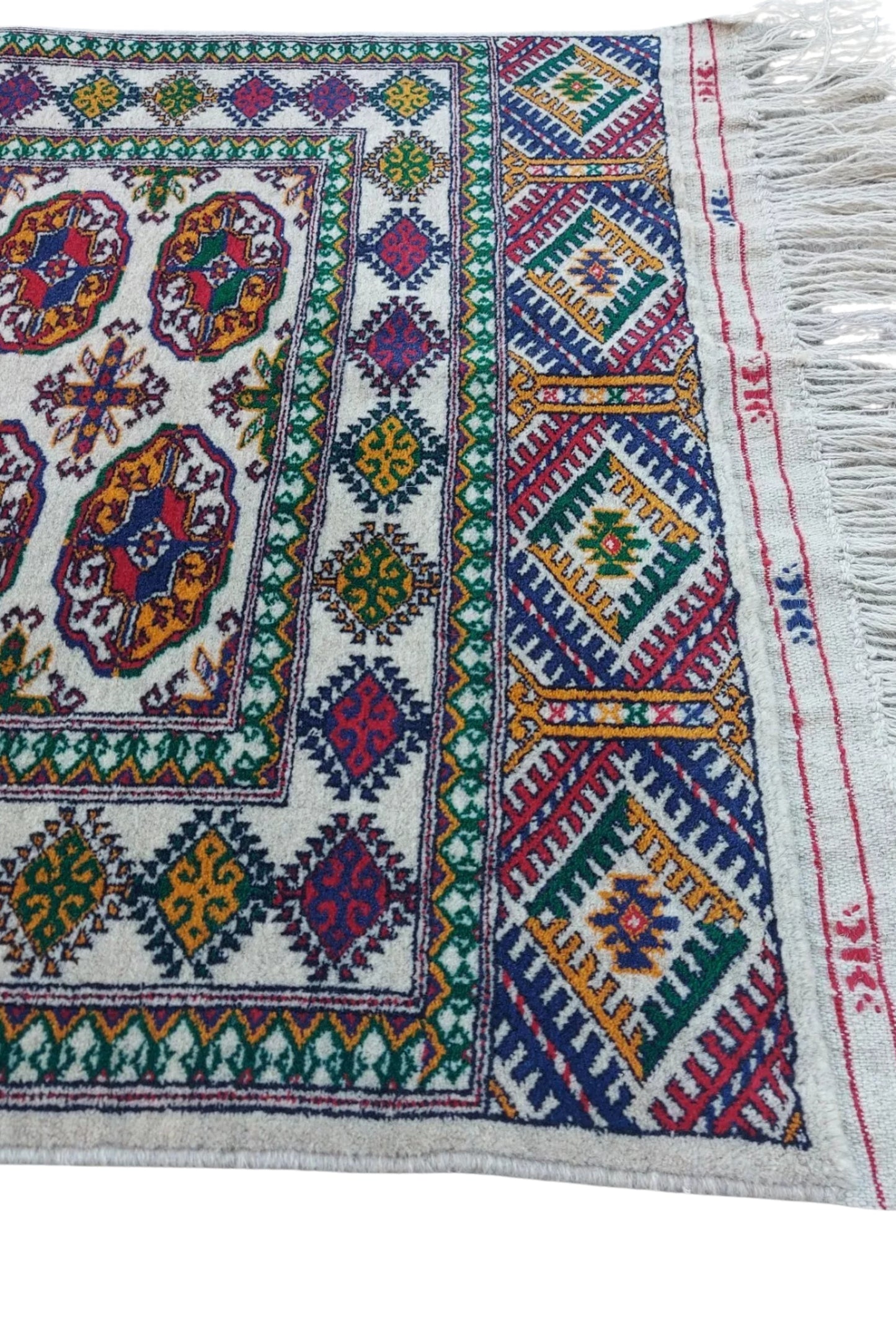 Turkmen Rug Bokhara Handknotted Wool Runner Rug 81 x 197cm (2.7' x 6.6' ft) White