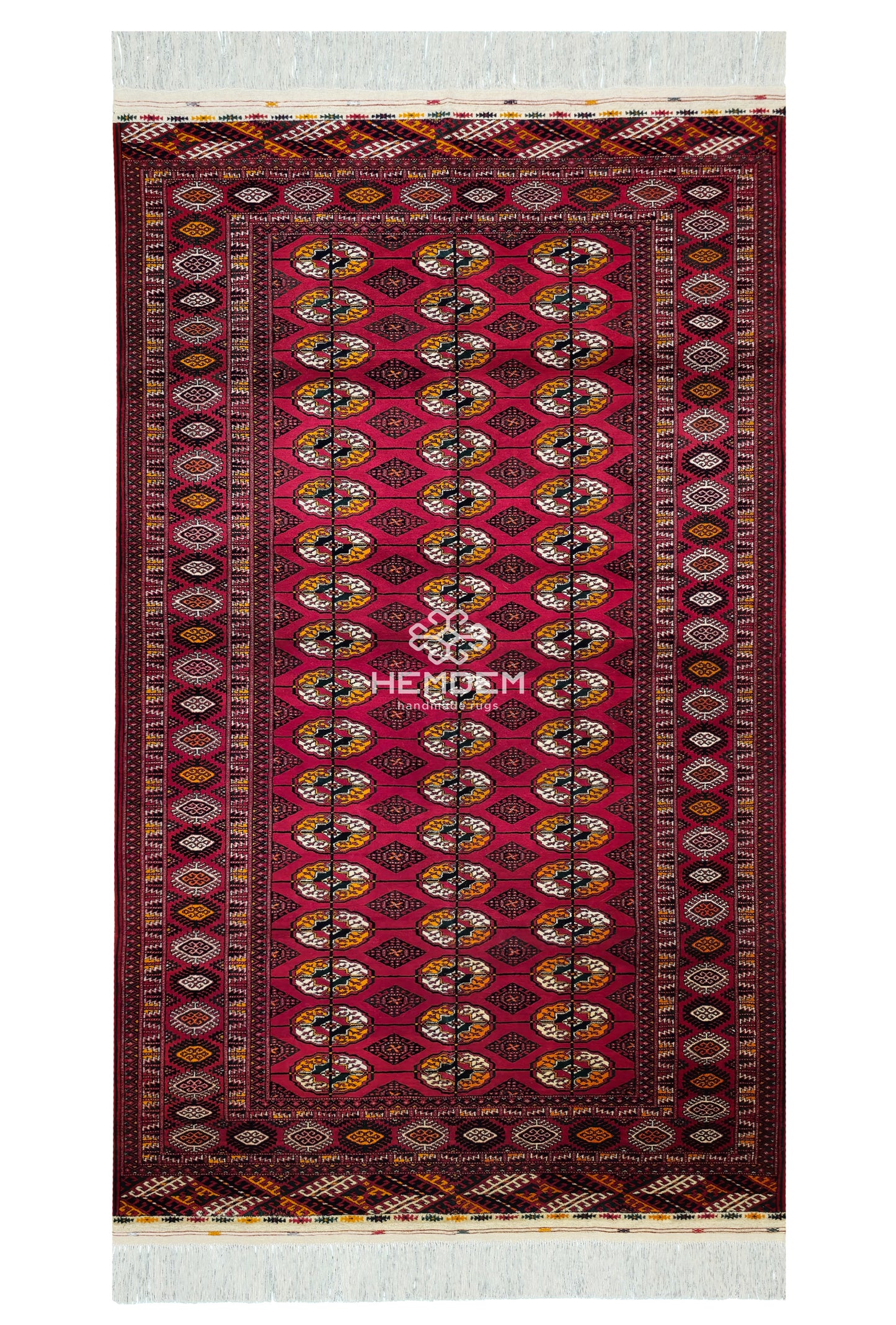 Türkmen Buhara Halısı El Dokuma Yün Halı 150 x 250cm (5' x 8' ft) Kırmızı