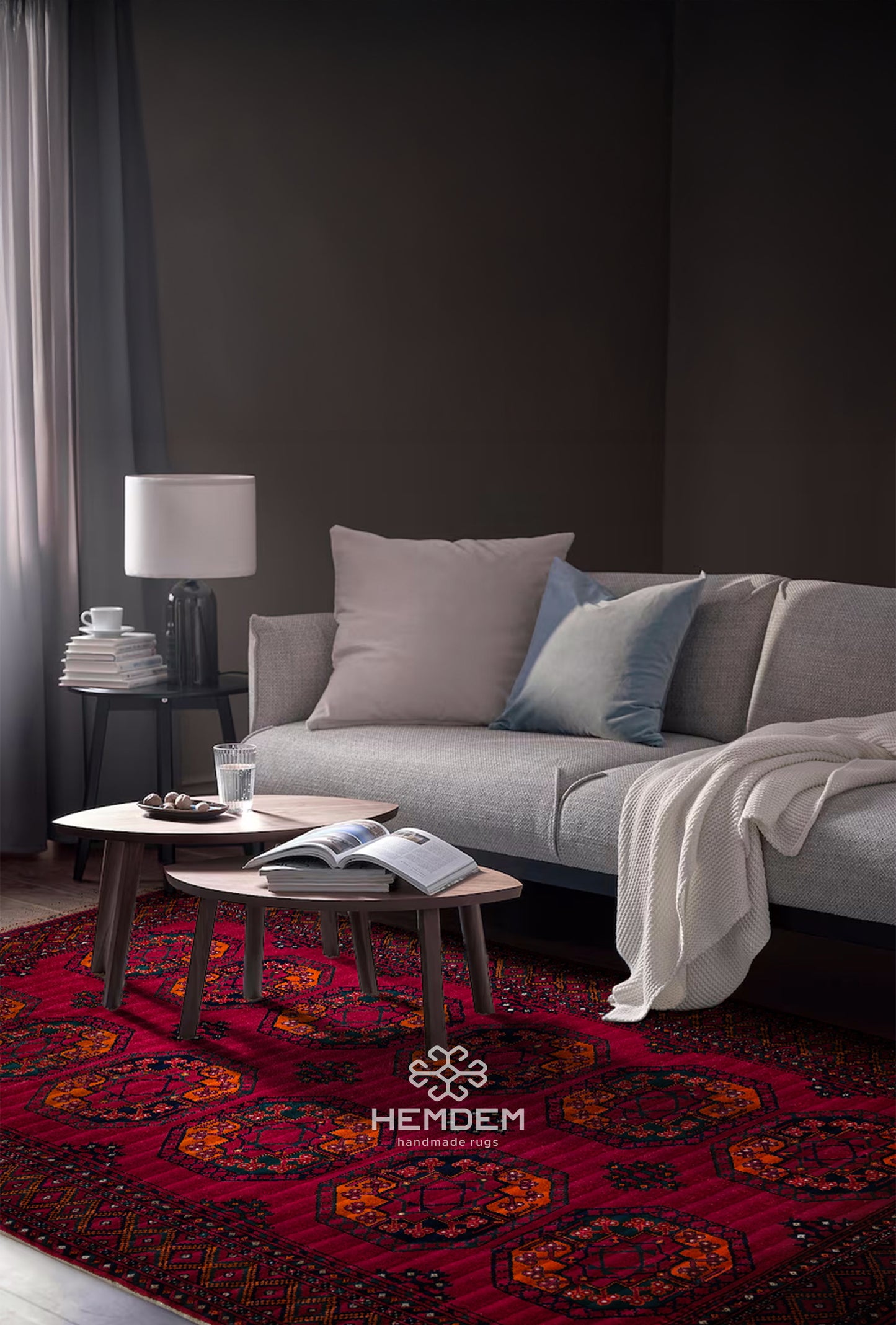 Türkmen Halısı El Dokuma Oryantal Yün Halı 155 x 245cm (5' x 8' ft) Kırmızı