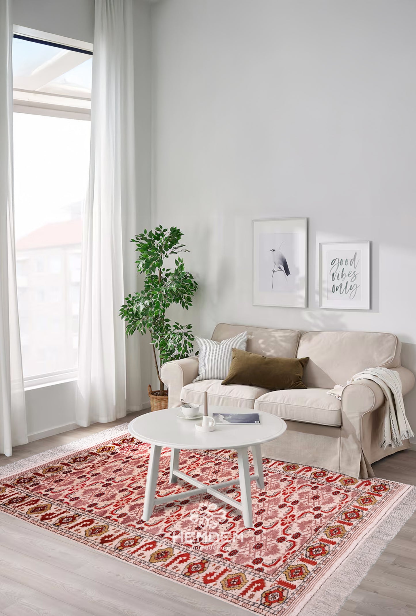 Türkmen Halısı El Dokuma Yün Halı 125 x 190cm (4.1' x 6.2' ft) Bej