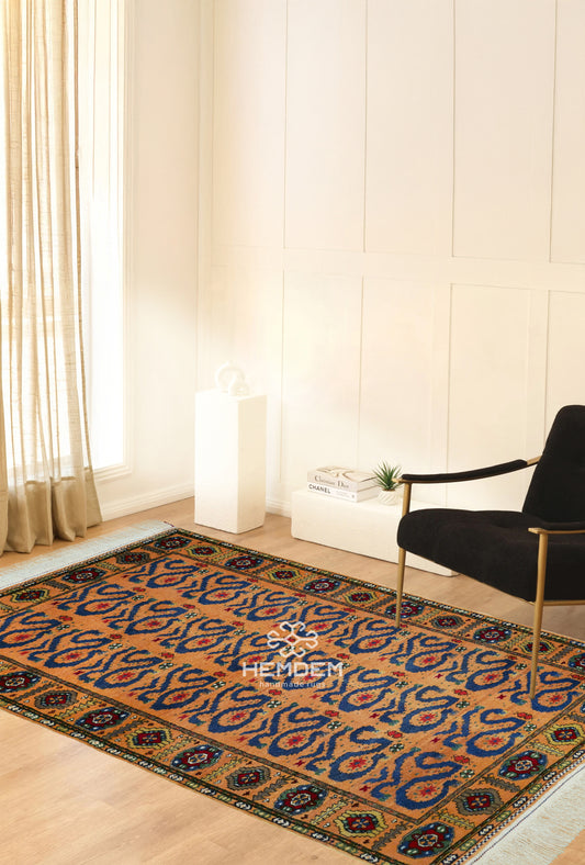 Türkmen Halısı El Dokuma Yün Halı 125 x 200cm (4' x 7' ft) Şeftali