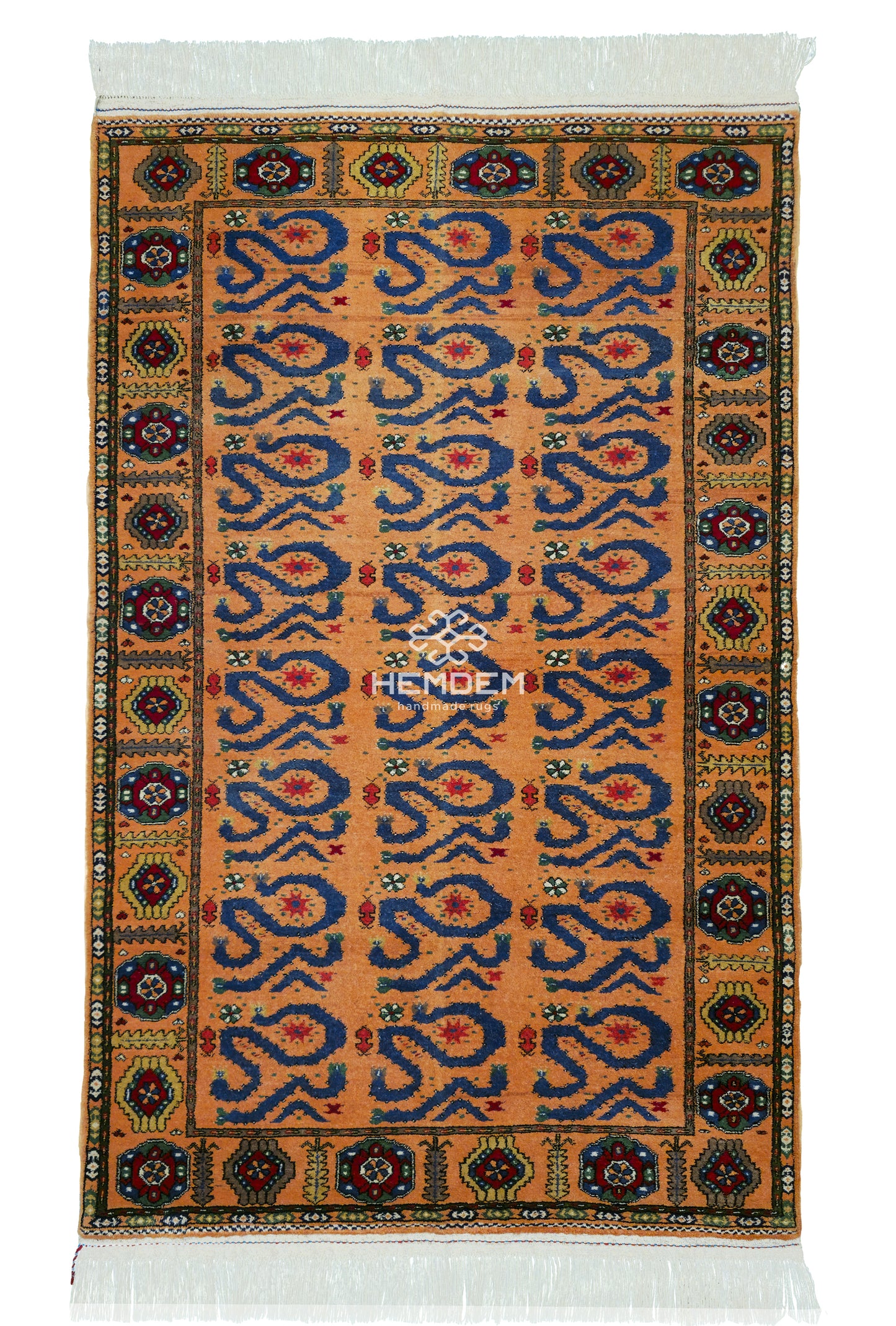Türkmen Halısı El Dokuma Yün Halı 125 x 200cm (4' x 7' ft) Şeftali