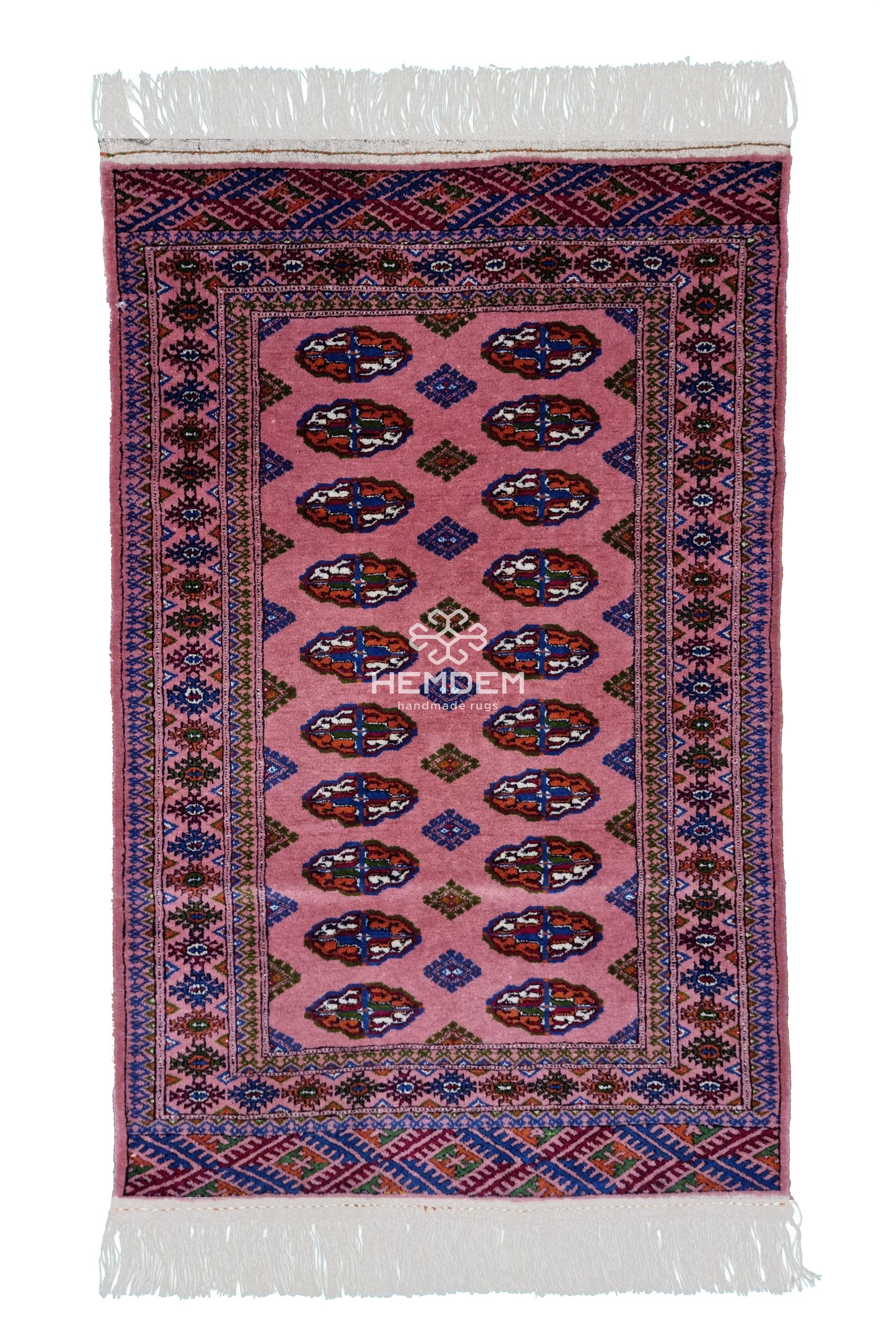Türkmen Halısı El Dokuma Yün Halı 80 x 122cm (2,7' x 4' ft) Pembe