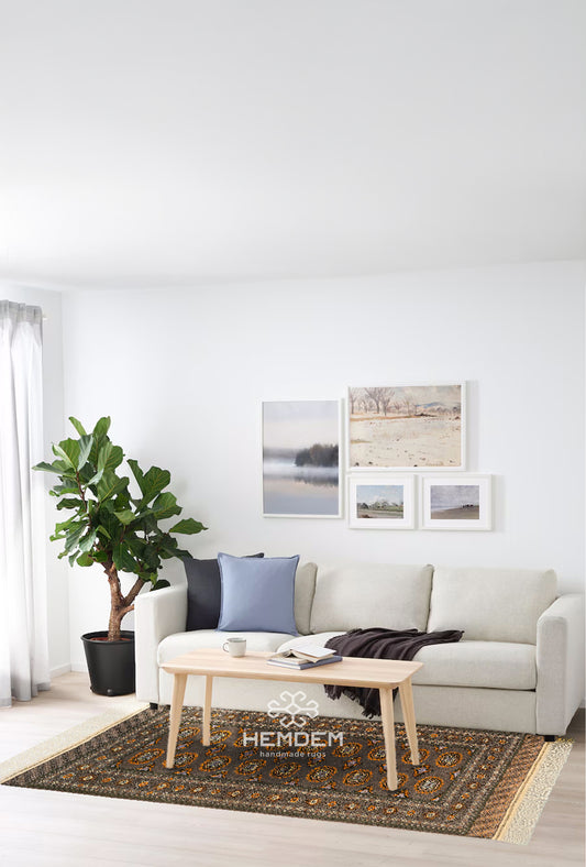 Türkmen Sarouk Halı El Dokuma Yün Halı 111x 180cm (4' x 6' ft) Gri