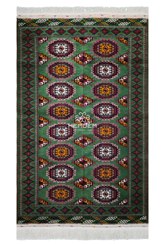 Turkmen Sarouk Rug Handknotted Wool Rug 140x 215cm (4.7' x 7' ft) Green