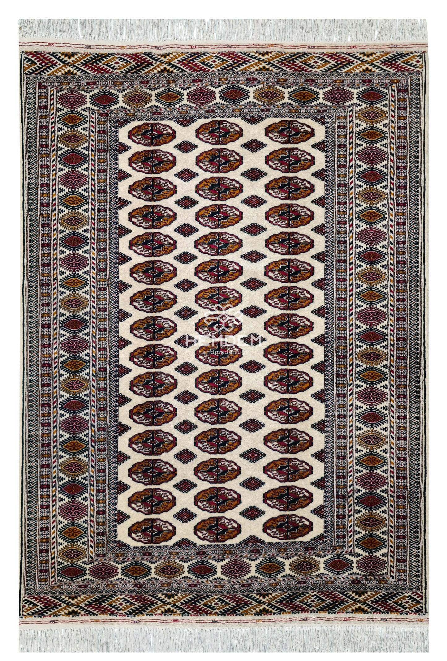 Turkmen Tekke Wool Rug 150x200 cm (5' x 7' ft) Beige