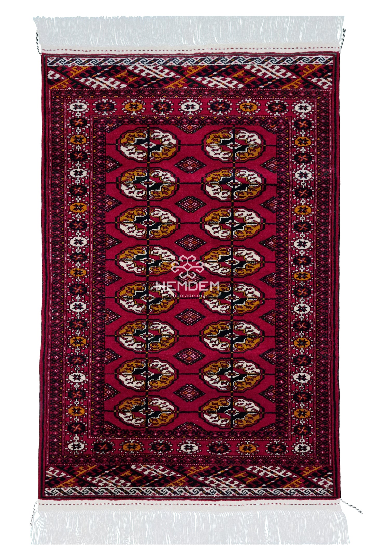 Handknotted Turkmen Rug Tekke Wool Rug 80 x 120 cm (3'x4' ft) Red