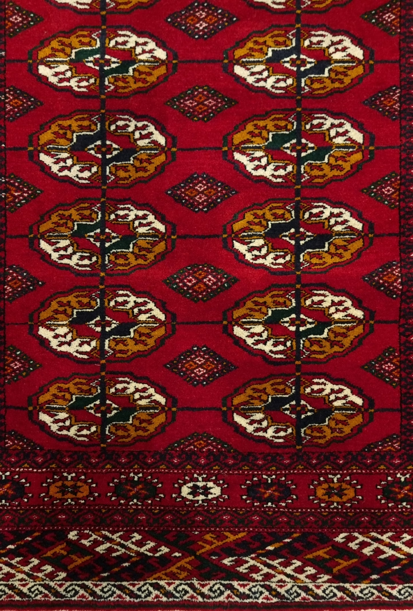Handknotted Turkmen Rug Tekke Wool Rug 80 x 120 cm (3'x4' ft) Red